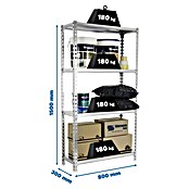 Simonrack Simonclick Estantería metálica Mini (Al x An x Pr: 150 x 80 x 30 cm, Capacidad de carga por balda: 180 kg, Número de baldas: 4 ud., Inserción, Galvanizado) | BAUHAUS