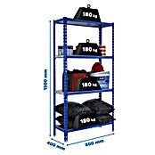 Simonrack Simonclick Metallregal Simonclick Mini (H x B x T: 150 x 80 x 40 cm, Traglast pro Boden: 180 kg, Anzahl Böden: 4 Stk., Stecken, Blau) | BAUHAUS