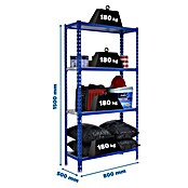 Simonrack Simonclick Metallregal Simonclick Mini (H x B x T: 150 x 80 x 50 cm, Traglast pro Boden: 180 kg, Anzahl Böden: 4 Stk., Stecken, Blau) | BAUHAUS