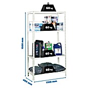 Simonrack Simonclick Metallregal Ecoclick SuperPlus (H x B x T: 150 x 110 x 40 cm, Traglast pro Boden: 70 kg, Anzahl Böden: 4 Stk., Stecken, Weiß) | BAUHAUS
