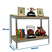 Simonrack Simontaller Schwerlastregal Ecoforte Chipboard (H x B x T: 90 x 150 x 45 cm, Traglast pro Boden: 400 kg, Anzahl Böden: 2 Stk., Stecken, Silber) | BAUHAUS
