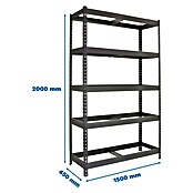 Simonrack Ecoforte Estantería para cargas pesadas Metal (Al x An x Pr: 200 x 150 x 45 cm, Número de baldas: 5 ud., Inserción, Gris, Capacidad de carga por balda: 400 kg, Bandejas no incluidas) | BAUHAUS