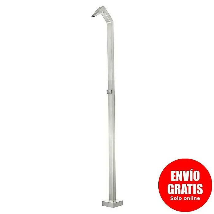 Imex Poolimex Ducha de piscina Niagara - 218 cm, Acero inoxidable, Cromo - Ducha de exterior plateada con base cuadrada, ideal para jardín y piscina. Ducha moderna de exterior con un diseño minimalista.