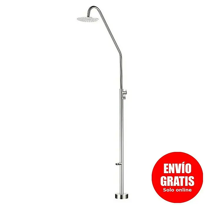 Imex Poolimex Ducha de piscina Dakota - 232 cm, Acero inoxidable, Cromo - Columna de ducha independiente de acero inoxidable con rociador redondo. Ideal para baños modernos.