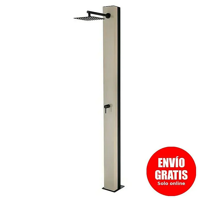 Imex Poolimex Ducha de piscina Phoenix - 222 cm, Aluminio, Moka - Ducha de exterior independiente con rociador y botón de control, ideal para jardines y piscinas. Diseño elegante en beige y negro.