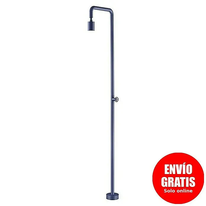 Imex Poolimex Ducha de piscina Pool - 235 cm, Acero inoxidable, Azul océano - Ducha de exterior metálica autoportante en azul con cabezal de ducha y grifo para jardín o patio.