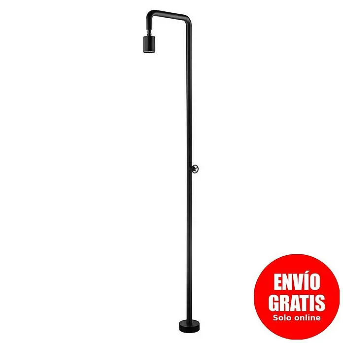 Imex Poolimex Ducha de piscina Pool - 235 cm, Acero inoxidable, Negro mate - Ducha negra independiente con diseño minimalista y un cabezal redondo. Ideal para baños modernos y espacios exteriores.
