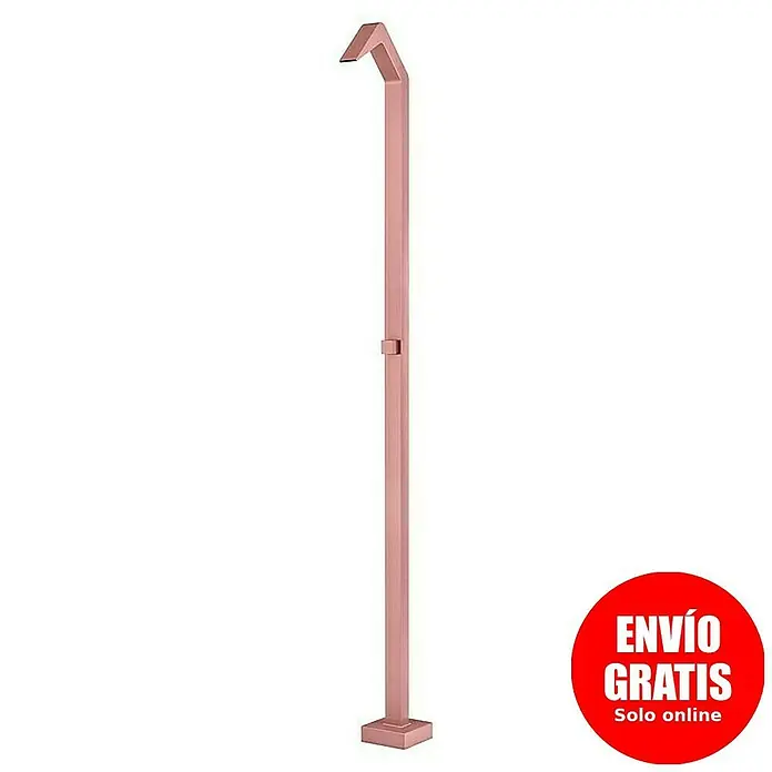 Imex Poolimex Ducha de piscina Niagara - 218 cm, Acero inoxidable, Rosa coral - Columna de ducha de aspecto cobre para uso exterior, con base cuadrada y rociador superior. Ideal para jardín y piscina.