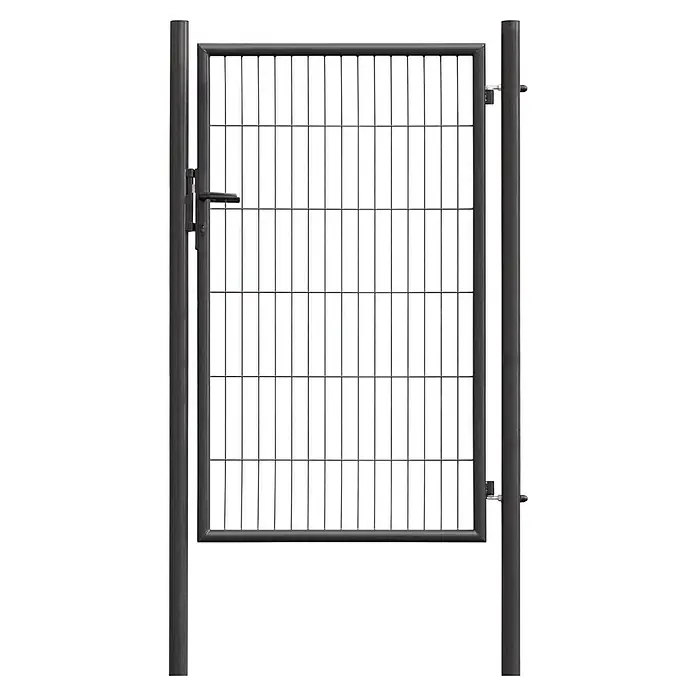 Floraworld Zauntor Classic - B x H: 100 x 150 cm, Anthrazit, Stahl, Einzeltor - Dunkelgraues Metallgittertor mit Drahtgeflecht, Griff und zwei Pfosten.
