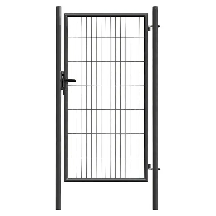 Floraworld Zauntor Classic - B x H: 100 x 175 cm, Anthrazit, Stahl, Einzeltor - Dunkelgraues Metallgittertor mit Drahtgeflecht, Rahmen und Riegel.