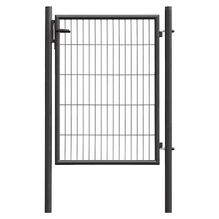 Floraworld Zauntor Classic - B x H: 100 x 125 cm, Anthrazit, Stahl, Einzeltor - Dunkelgraues Metall-Zauntor mit quadratischem Gitter und Griff, montagebereit.