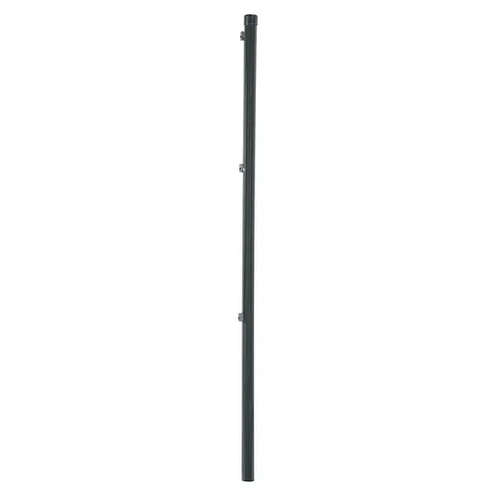 Floraworld Zaunpfosten für Maschendrahtzäune - Höhe: 120 cm, Durchmesser: 3,4 cm, Anthrazit, Stahl - Langes graues PVC-Regenfallrohr mit mehreren Seitenanschlüssen zur Regenwassersammlung.