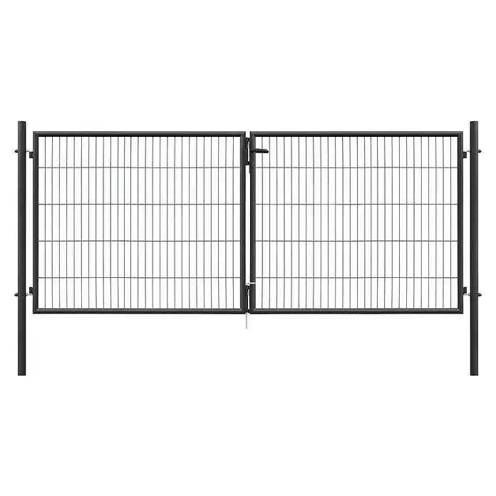 Floraworld Zauntor - 300 x 125 cm, Anthrazit, Stahl, Doppeltor - Dunkelgraues Metall-Bauzauntor, ideal für Baustellen oder Veranstaltungssicherheit.