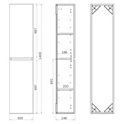 Armario alto Inter (An x Pr x Al: 30 x 24,6 x 140 cm, Roble wuaira, Efecto madera) | BAUHAUS