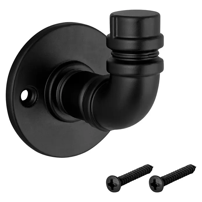 Walteco Garderobenhaken Rustic - L x B x H: 63 x 54 x 60 mm, Anzahl Haken: 1 Stk., Mattschwarz - Schwarzer Wandhaken im Industriestil mit zwei passenden Schrauben.