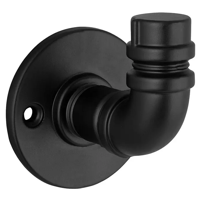 Walteco Garderobenhaken Rustic - L x B x H: 63 x 54 x 60 mm, Anzahl Haken: 1 Stk., Mattschwarz - Mattschwarzer Wandhaken im Industriepfeifen-Stil.