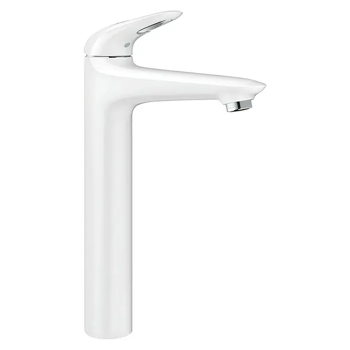 Grohe Eurostyle Waschtischarmatur XL-Size - Weiß, Glänzend - Elegante, hohe Waschtischarmatur in Weiß mit minimalistischem Design und Chromakzenten am Auslauf. Perfekt für moderne Badezimmer.