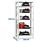 Simonrack Simonclassic Metallregal Comfort Plus (H x B x T: 200 x 100 x 40 cm, Traglast pro Boden: 100 kg, Anzahl Böden: 6 Stk., Schrauben, Weiß) | BAUHAUS