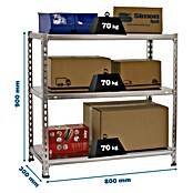 Simonrack Simonclick Metallregal Ecoclick Mini (H x B x T: 90 x 80 x 30 cm, Traglast pro Boden: 70 kg, Anzahl Böden: 3 Stk., Stecken, Silber) | BAUHAUS