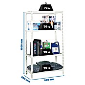 Simonrack Simonclick Estantería metálica Ecoclick Mini (Al x An x Pr: 150 x 80 x 50 cm, Capacidad de carga por balda: 70 kg, Número de baldas: 4 ud., Inserción, Blanco) | BAUHAUS