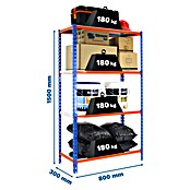 Simonrack Simonclick Estantería metálica Mini (Al x An x Pr: 150 x 80 x 30 cm, Capacidad de carga por balda: 180 kg, Número de baldas: 4 ud., Inserción, Azul/Naranja) | BAUHAUS