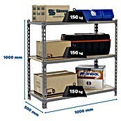 Simonrack Maderclick Metallregal Maderclick Plus (H x B x T: 100 x 100 x 50 cm, Traglast pro Boden: 150 kg, Anzahl Böden: 3 Stk., Stecken, Grau) | BAUHAUS