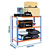 Simonrack Maderclick Metallregal Maderclick Plus (H x B x T: 90 x 100 x 50 cm, Traglast pro Boden: 150 kg, Anzahl Böden: 3 Stk., Stecken, Blau/Orange) | BAUHAUS
