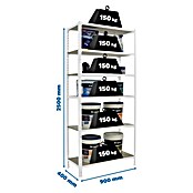 Simonrack Maderclick Estantería metálica (Al x An x Pr: 250 x 90 x 40 cm, Capacidad de carga por balda: 150 kg, Número de baldas: 6 ud., Inserción, Blanco) | BAUHAUS