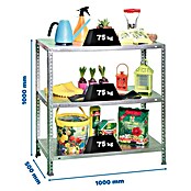 Simonrack Simonclassic Estantería metálica Advantage Plus (Al x An x Pr: 100 x 100 x 50 cm, Capacidad de carga por balda: 75 kg, Número de baldas: 3 ud., Atornillado, Galvanizado) | BAUHAUS