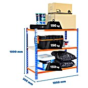 Simonrack Maderclick Metallregal Maderclick Plus (H x B x T: 100 x 100 x 30 cm, Traglast pro Boden: 150 kg, Anzahl Böden: 3 Stk., Stecken, Blau/Orange) | BAUHAUS