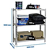 Simonrack Maderclick Metallregal Maderclick Plus (H x B x T: 100 x 100 x 40 cm, Traglast pro Boden: 150 kg, Anzahl Böden: 3 Stk., Stecken, Silber) | BAUHAUS