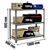 Simonrack Maderclick Metallregal Maderclick Plus (H x B x T: 90 x 100 x 50 cm, Traglast pro Boden: 150 kg, Anzahl Böden: 3 Stk., Stecken, Grau) | BAUHAUS