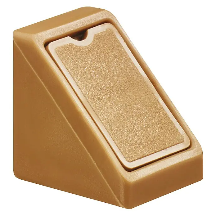 Suki Conector de esquina - 21 x 18 x 21 mm, Beige - Un conector de esquina de plástico beige con un hueco cuadrado y una superficie texturizada, perfecto para muebles.