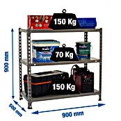 Simonrack Simonclick Metallregal Ecoclick (H x B x T: 90 x 90 x 50 cm, Traglast pro Boden: 70 kg, Anzahl Böden: 3 Stk., Stecken, Grau) | BAUHAUS