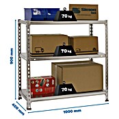 Simonrack Simonclick Metallregal Ecoclick Plus (H x B x T: 90 x 100 x 40 cm, Traglast pro Boden: 70 kg, Anzahl Böden: 3 Stk., Stecken, Silber) | BAUHAUS