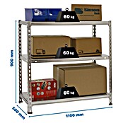Simonrack Simonclick Metallregal Ecoclick SuperPlus (H x B x T: 90 x 110 x 50 cm, Traglast pro Boden: 70 kg, Anzahl Böden: 3 Stk., Stecken, Silber) | BAUHAUS