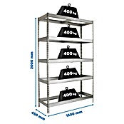 Simonrack Ecoforte Estantería para cargas pesadas Metal (Al x An x Pr: 200 x 150 x 45 cm, Número de baldas: 5 ud., Atornillado, Galvanizado, Capacidad de carga por balda: 400 kg, Bandejas no incluidas) | BAUHAUS