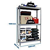 Simonrack Ecoforte Schwerlastregal Ecoforte Chipboard (H x B x T: 150 x 150 x 60 cm, Traglast pro Boden: 400 kg, Anzahl Böden: 3 Stk., Stecken, Grau) | BAUHAUS