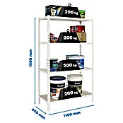 Simonrack Maderclick Estantería metálica Superplus (Al x An x Pr: 150 x 110 x 40 cm, Capacidad de carga por balda: 200 kg, Número de baldas: 4 ud., Inserción, Blanco/Madera) | BAUHAUS