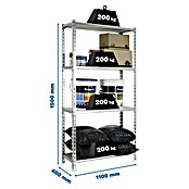 Simonrack Maderclick Metallregal Maderclick SuperPlus (H x B x T: 150 x 110 x 40 cm, Traglast pro Boden: 200 kg, Anzahl Böden: 4 Stk., Stecken, Silber) | BAUHAUS