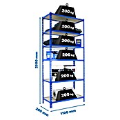 Simonrack Maderclick Metallregal Maderclick SuperPlus (H x B x T: 250 x 110 x 30 cm, Traglast pro Boden: 200 kg, Anzahl Böden: 6 Stk., Stecken, Blau) | BAUHAUS