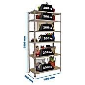 Simonrack Maderclick Metallregal Maderclick SuperPlus (H x B x T: 250 x 110 x 40 cm, Traglast pro Boden: 200 kg, Anzahl Böden: 6 Stk., Stecken, Silber) | BAUHAUS