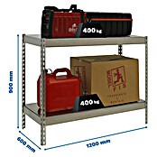 Simonrack Simontaller Estantería para cargas pesadas Metal (Al x An x Pr: 90 x 120 x 60 cm, Capacidad de carga por balda: 400 kg, Número de baldas: 2 ud., Inserción, Galvanizado) | BAUHAUS