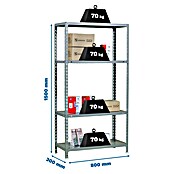 Simonrack Simonclick Metallregal Ecoclick Mini (H x B x T: 150 x 80 x 30 cm, Traglast pro Boden: 70 kg, Anzahl Böden: 3 Stk., Stecken, Grau) | BAUHAUS