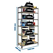 Simonrack Maderclick Metallregal Maderclick SuperPlus (H x B x T: 250 x 110 x 40 cm, Traglast pro Boden: 200 kg, Anzahl Böden: 6 Stk., Stecken, Grau) | BAUHAUS