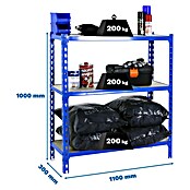 Simonrack Maderclick Metallregal Maderclick SuperPlus (H x B x T: 100 x 110 x 30 cm, Traglast pro Boden: 200 kg, Anzahl Böden: 3 Stk., Stecken, Blau) | BAUHAUS