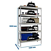 Simonrack Simontaller Schwerlastregal Ecoforte Chipboard (H x B x T: 300 x 120 x 60 cm, Traglast pro Boden: 400 kg, Anzahl Böden: 5 Stk., Stecken, Silber) | BAUHAUS