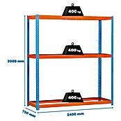 Simonrack Simonforte Estantería para cargas pesadas (Al x An x Pr: 200 x 240 x 75 cm, Número de baldas: 3 ud., Inserción, Azul/Naranja, Capacidad de carga por balda: 400 kg) | BAUHAUS