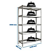 Simonrack Simonforte Estantería para cargas pesadas (Al x An x Pr: 200 x 240 x 90 cm, Número de baldas: 5 ud., Inserción, Galvanizado, Capacidad de carga por balda: 400 kg) | BAUHAUS