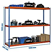 Simonrack Ecoforte Metallregal Ecoforte Metall (H x B x T: 150 x 150 x 45 cm, Traglast pro Boden: 400 kg, Anzahl Böden: 3 Stk., Stecken, Blau/Orange) | BAUHAUS